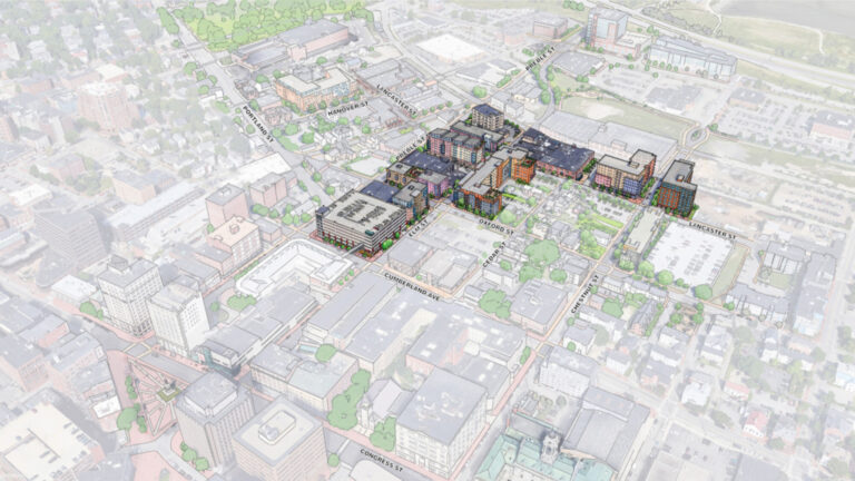 Rendering of the proposed development plan for west bayside.